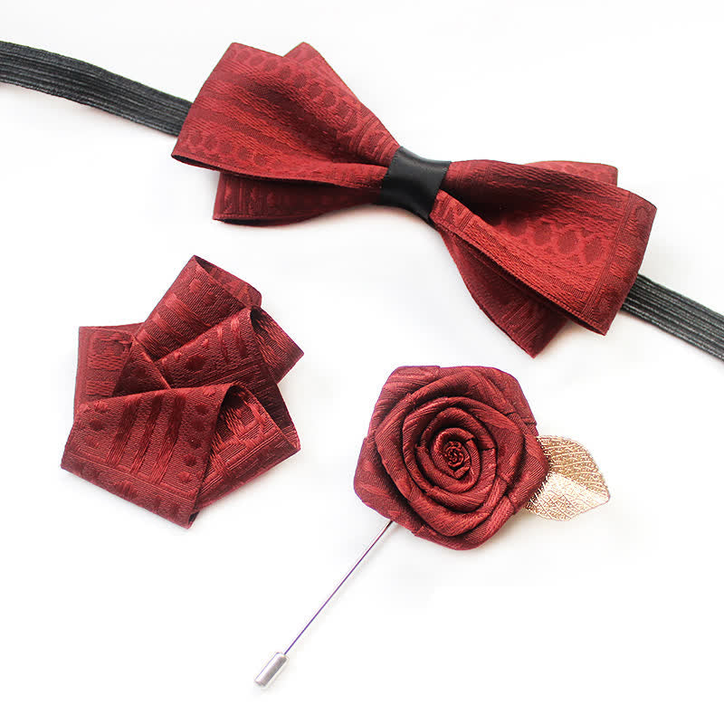 Ensemble de 3 nœuds papillon élégants vintage à lignes sombres pour hommes