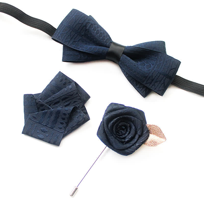 Ensemble de 3 nœuds papillon élégants vintage à lignes sombres pour hommes