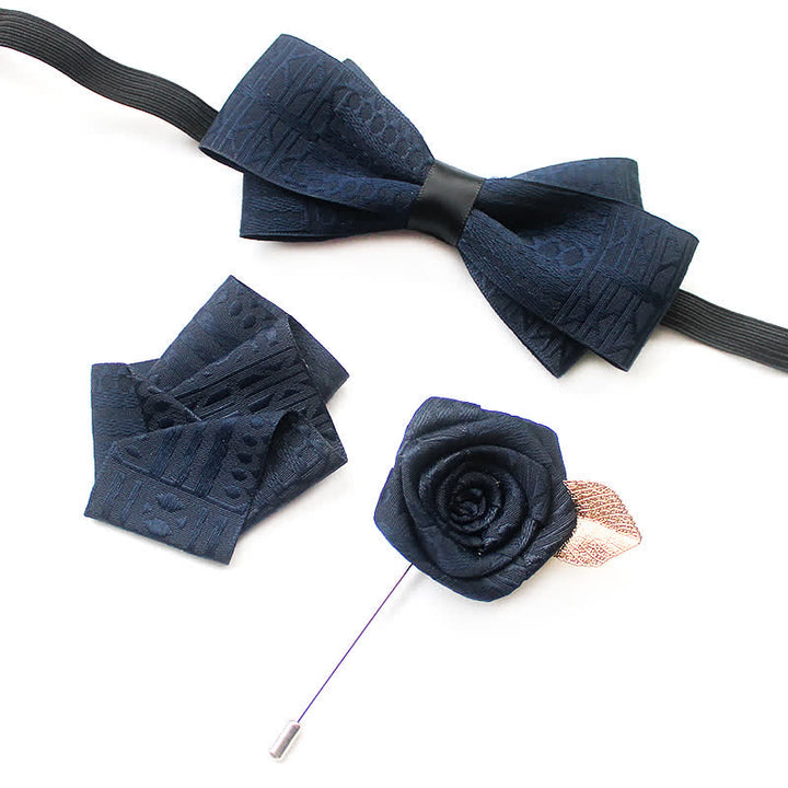 Ensemble de 3 nœuds papillon élégants vintage à lignes sombres pour hommes