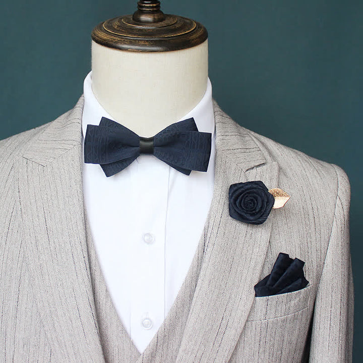 Ensemble de 3 nœuds papillon élégants vintage à lignes sombres pour hommes