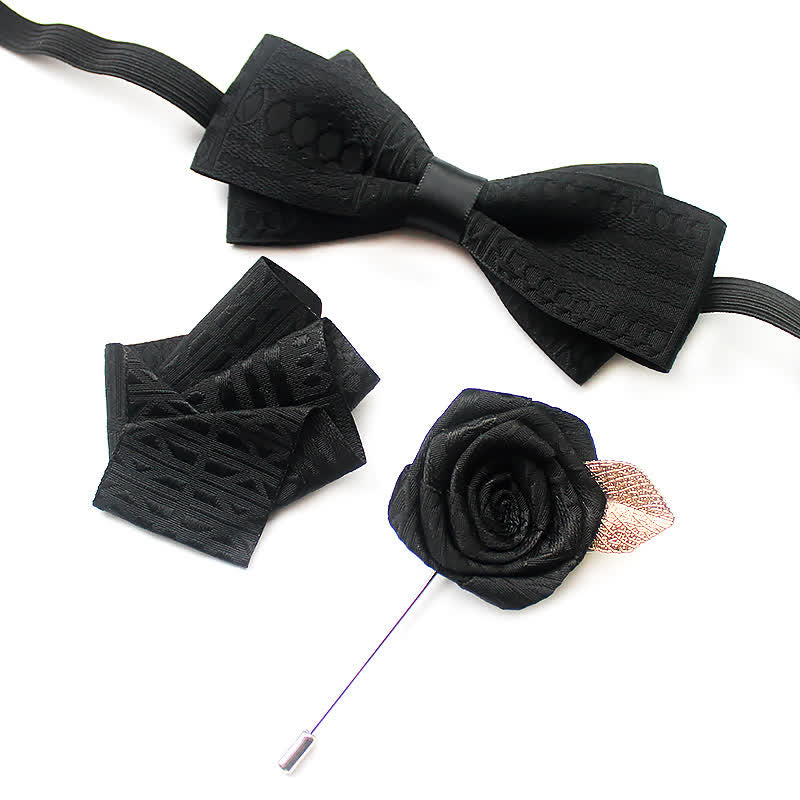 Ensemble de 3 nœuds papillon élégants vintage à lignes sombres pour hommes