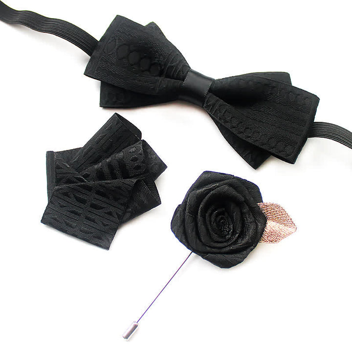 Ensemble de 3 nœuds papillon élégants vintage à lignes sombres pour hommes