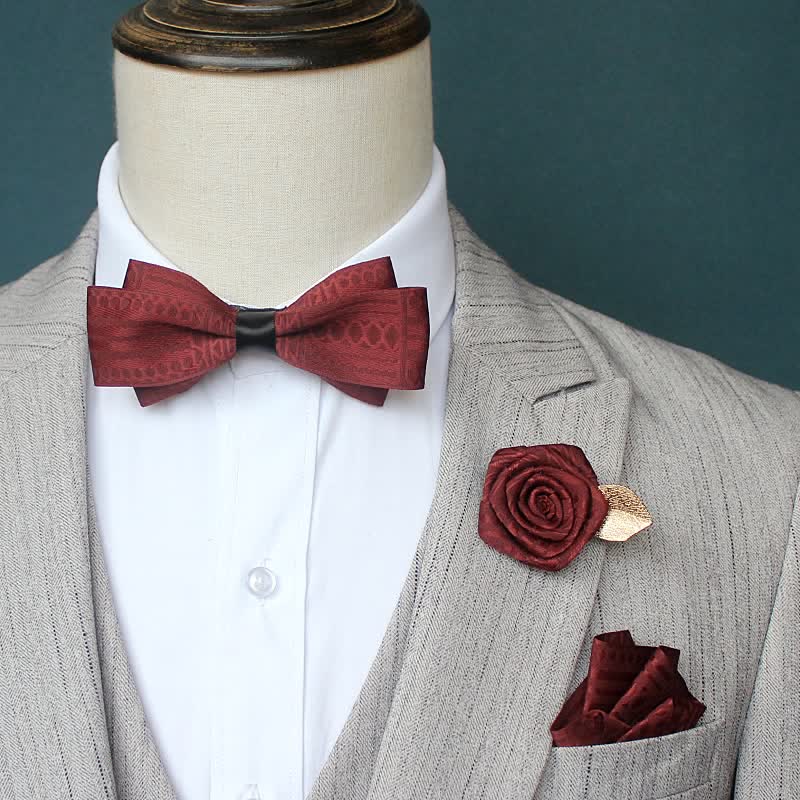Ensemble de 3 nœuds papillon élégants vintage à lignes sombres pour hommes