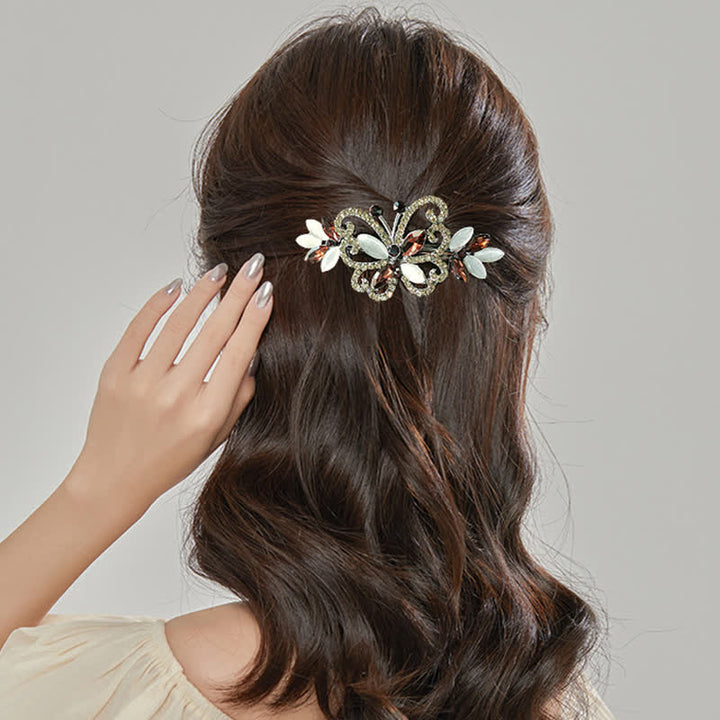 Pince à cheveux papillon en cristal strass pour femme