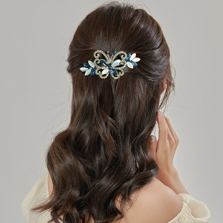Pince à cheveux papillon en cristal strass pour femme