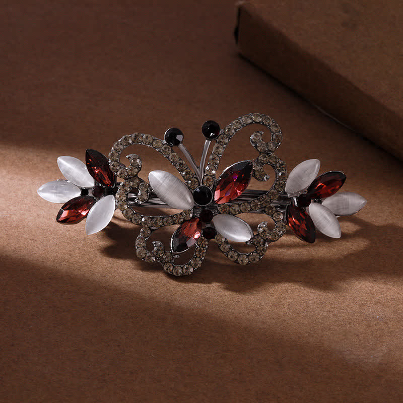 Pince à cheveux papillon en cristal strass pour femme