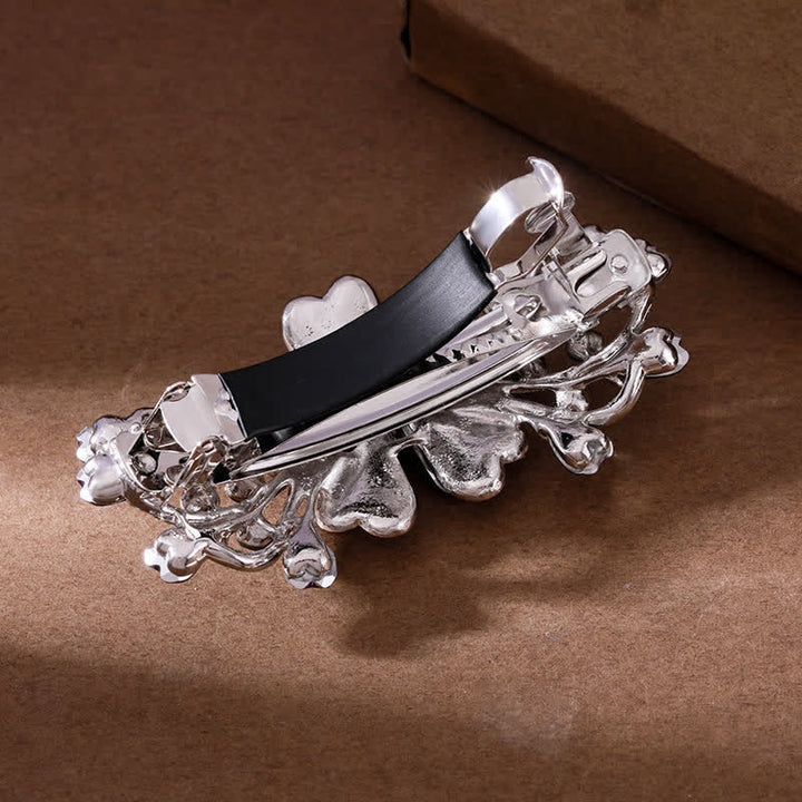 Pince à cheveux élégante en cristal scintillant à motif floral pour femme