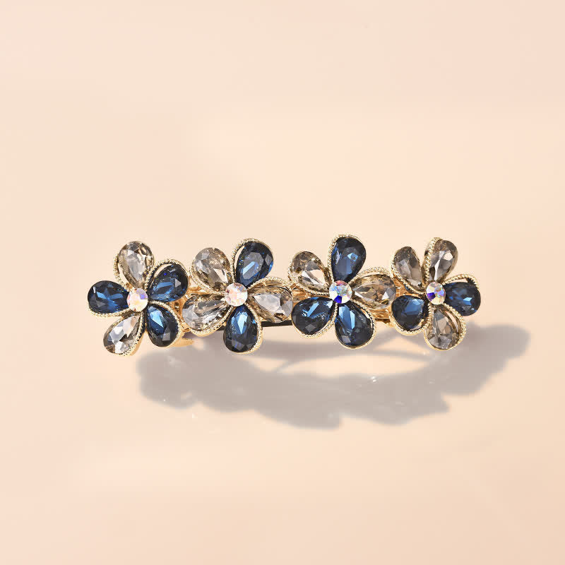 Pince à cheveux horizontale en forme de fleur de cristal pour femme