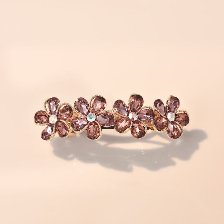 Pince à cheveux horizontale en forme de fleur de cristal pour femme