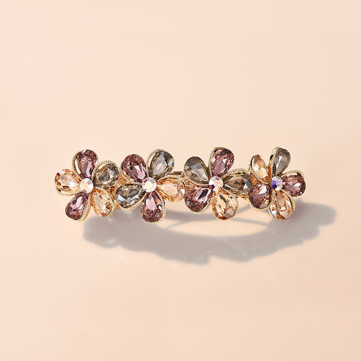 Pince à cheveux horizontale en forme de fleur de cristal pour femme