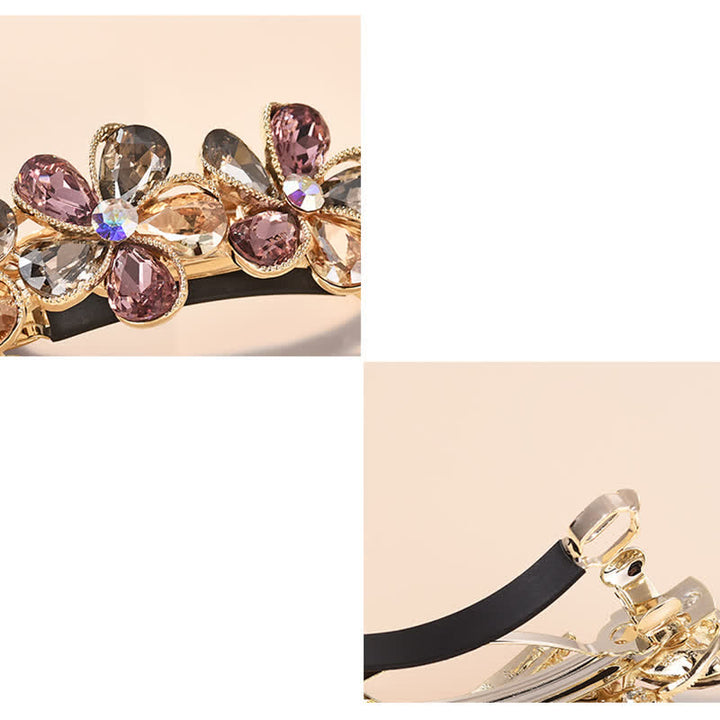Pince à cheveux horizontale en forme de fleur de cristal pour femme