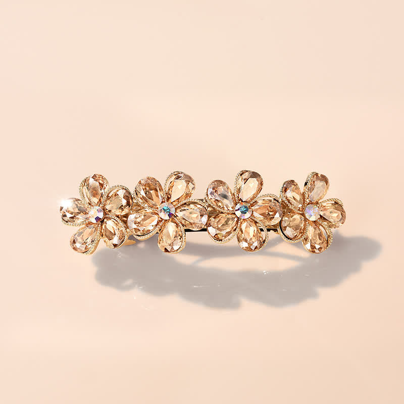 Pince à cheveux horizontale en forme de fleur de cristal pour femme