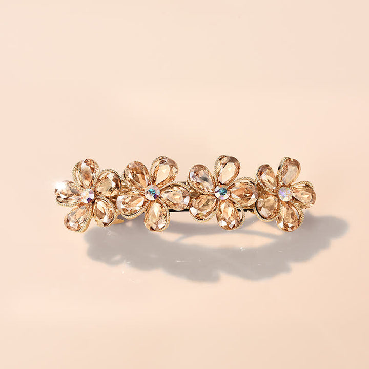 Pince à cheveux horizontale en forme de fleur de cristal pour femme