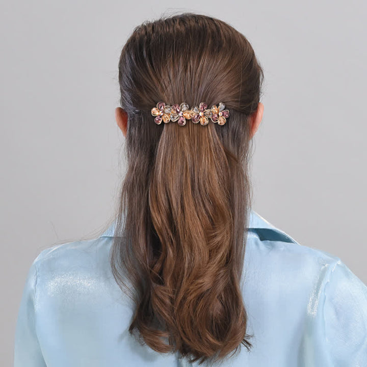 Pince à cheveux horizontale en forme de fleur de cristal pour femme