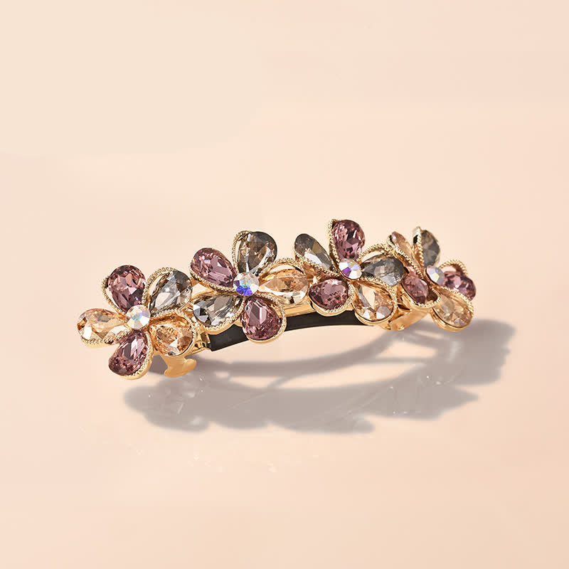Pince à cheveux horizontale en forme de fleur de cristal pour femme