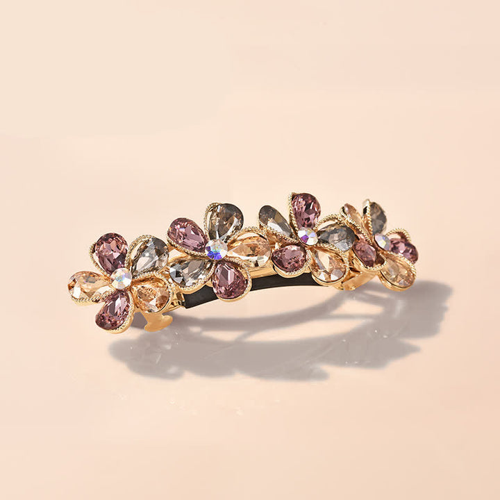 Pince à cheveux horizontale en forme de fleur de cristal pour femme