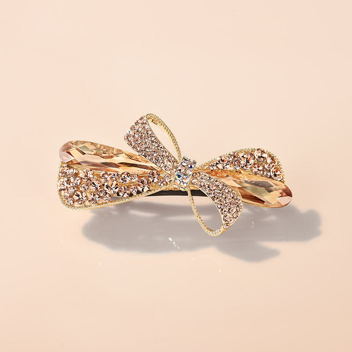 Pince à cheveux décorative unique en forme de nœud avec strass pour femme