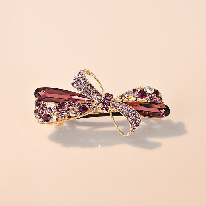 Pince à cheveux décorative unique en forme de nœud avec strass pour femme