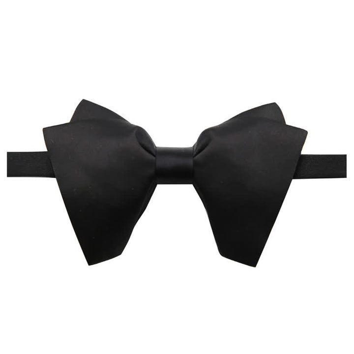 Nœud papillon surdimensionné à pointes de couleur unie pour hommes