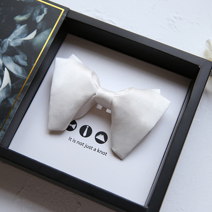 Nœud papillon surdimensionné à pointes de couleur unie pour hommes