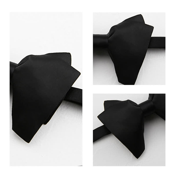 Nœud papillon surdimensionné à pointes de couleur unie pour hommes