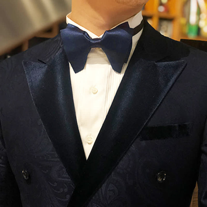 Nœud papillon surdimensionné à pointes de couleur unie pour hommes