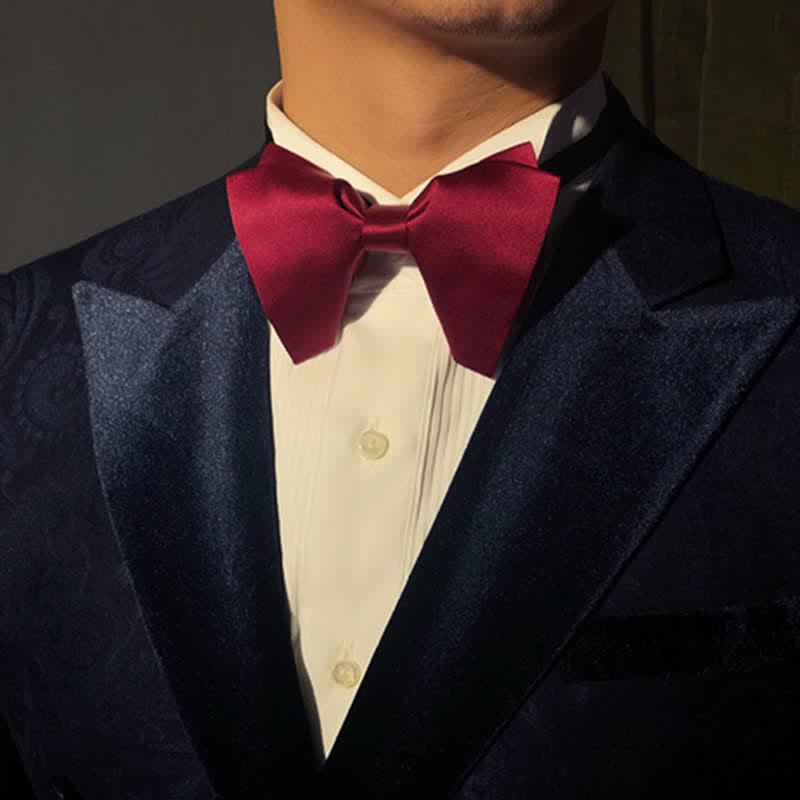 Nœud papillon surdimensionné à pointes de couleur unie pour hommes