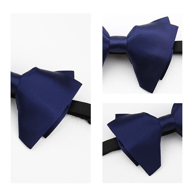Nœud papillon surdimensionné à pointes de couleur unie pour hommes