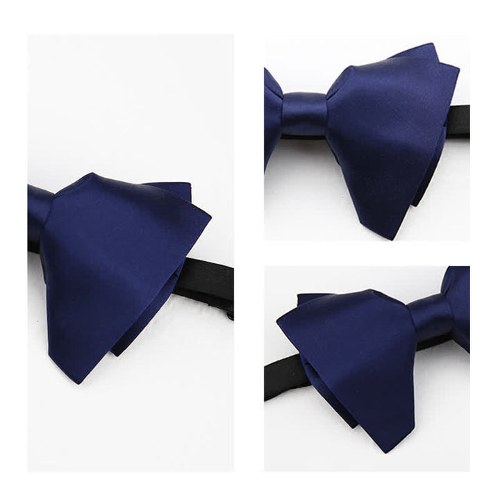 Nœud papillon surdimensionné à pointes de couleur unie pour hommes
