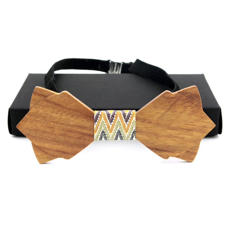 Nœud papillon double épaisseur en bois pour homme, style vintage classique