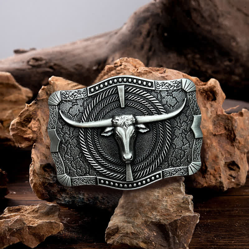 Ceinture en cuir à boucle tête de taureau western DIY pour homme