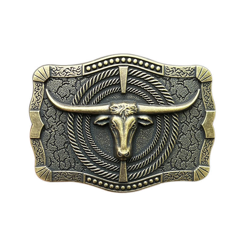 Ceinture en cuir à boucle tête de taureau western DIY pour homme