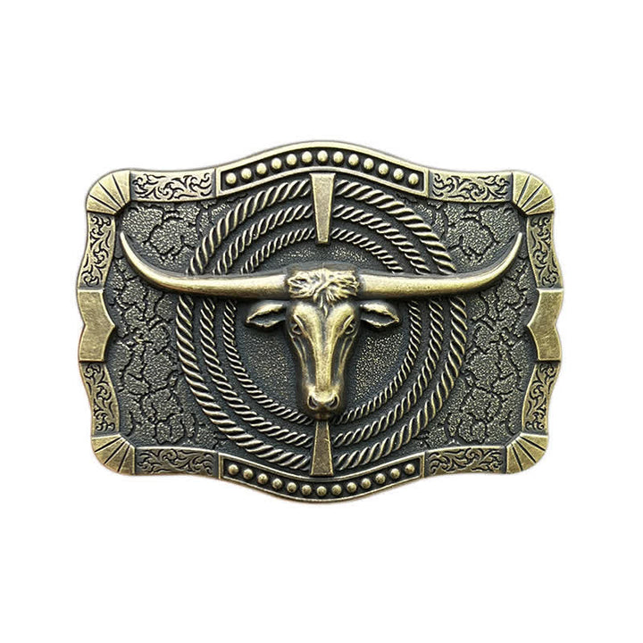 Ceinture en cuir à boucle tête de taureau western DIY pour homme