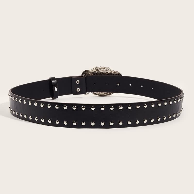 Ceinture en cuir à rivets pour homme avec motif taureau Longhorn noir