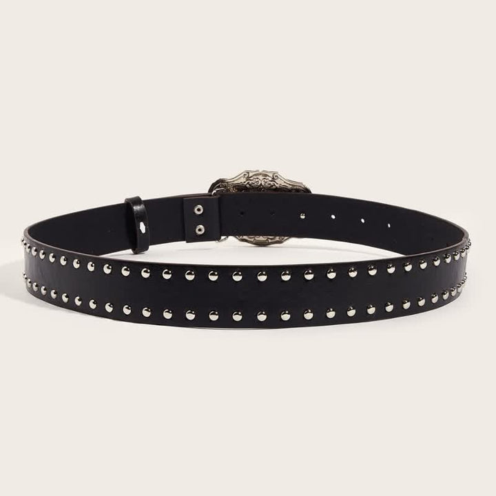 Ceinture en cuir à rivets pour homme avec motif taureau Longhorn noir