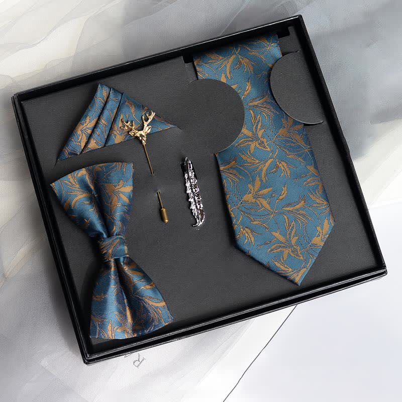 Lot de 5 nœuds papillon pour homme avec motif orchidées et motif gentleman, coffret cadeau
