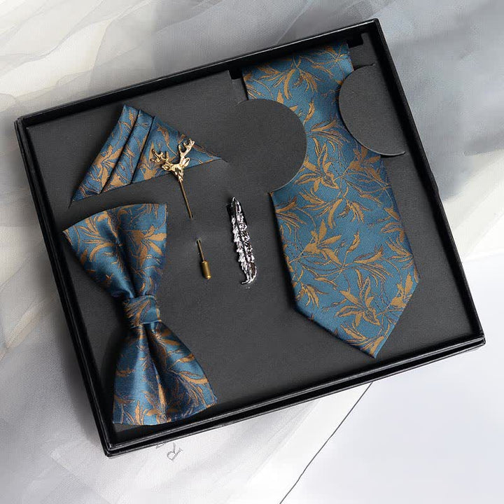 Lot de 5 nœuds papillon pour homme avec motif orchidées et motif gentleman, coffret cadeau