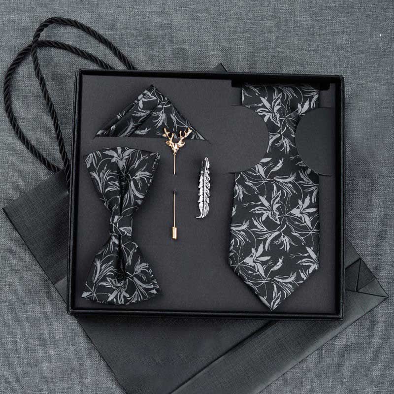 Lot de 5 nœuds papillon pour homme avec motif orchidées et motif gentleman, coffret cadeau