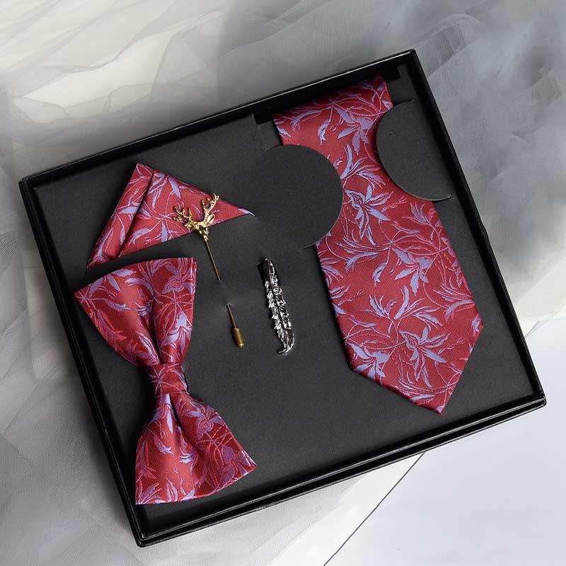 Lot de 5 nœuds papillon pour homme avec motif orchidées et motif gentleman, coffret cadeau