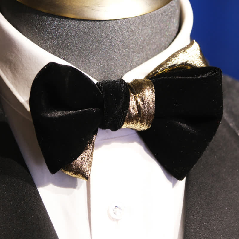 Nœud papillon en velours brillant bicolore contrasté pour homme