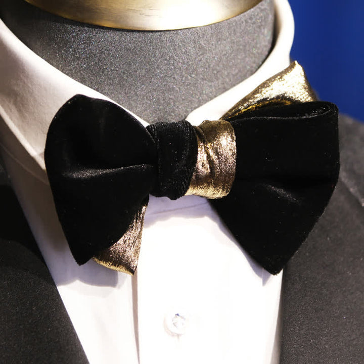 Nœud papillon en velours brillant bicolore contrasté pour homme