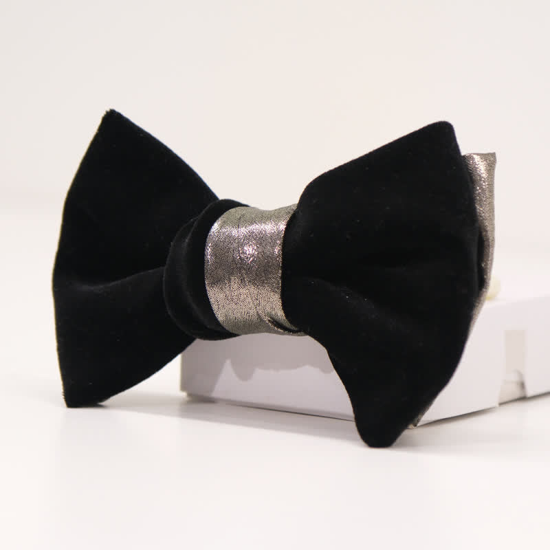 Nœud papillon en velours brillant bicolore contrasté pour homme