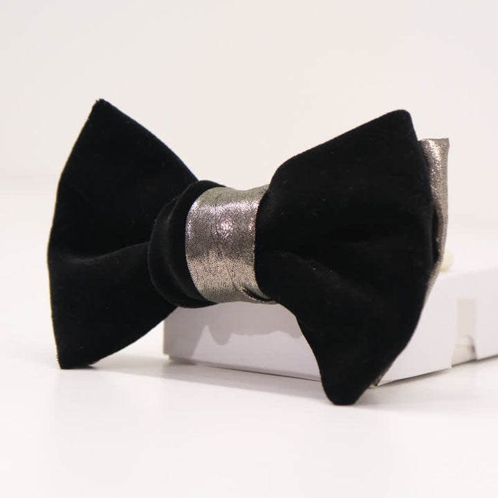 Nœud papillon en velours brillant bicolore contrasté pour homme