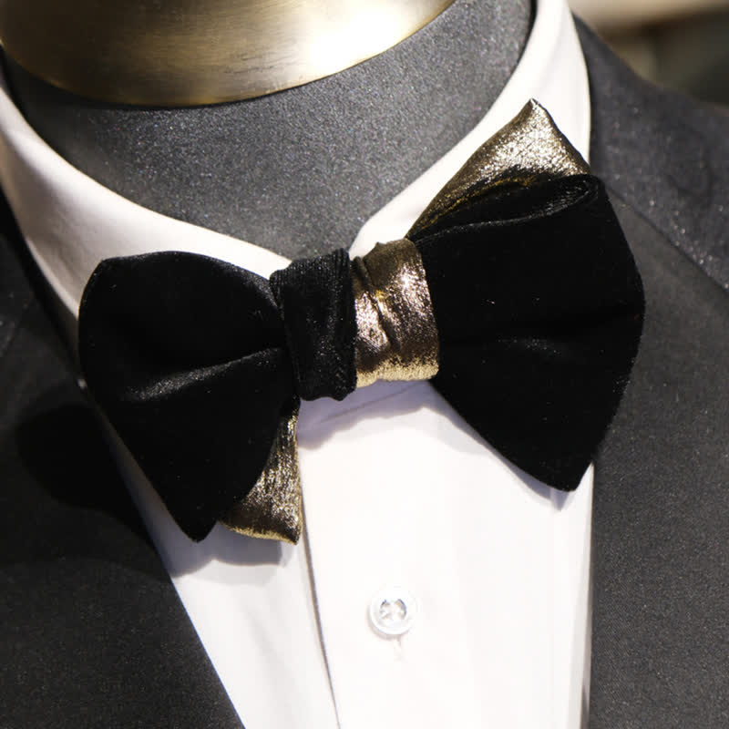 Nœud papillon en velours brillant bicolore contrasté pour homme