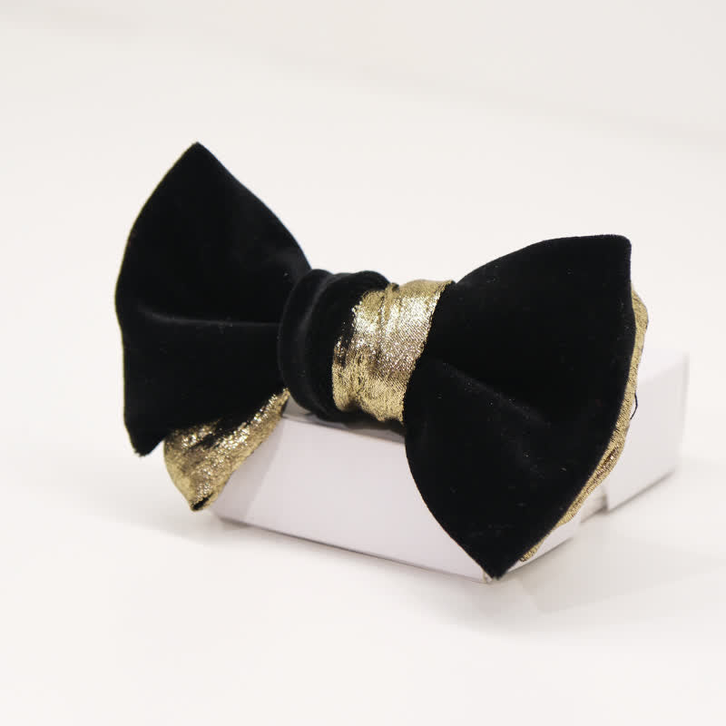Nœud papillon en velours brillant bicolore contrasté pour homme