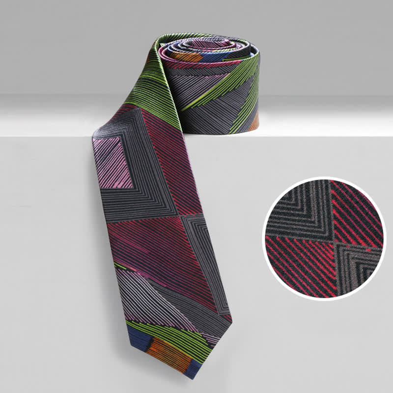 Cravate moderne à lignes géométriques multicolores pour homme