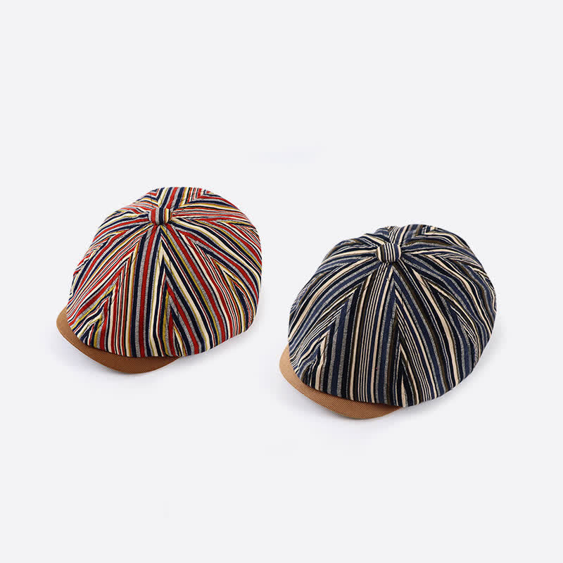 Béret octogonal rayé unique inspiré d'un artiste