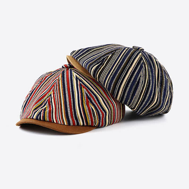 Béret octogonal rayé unique inspiré d'un artiste