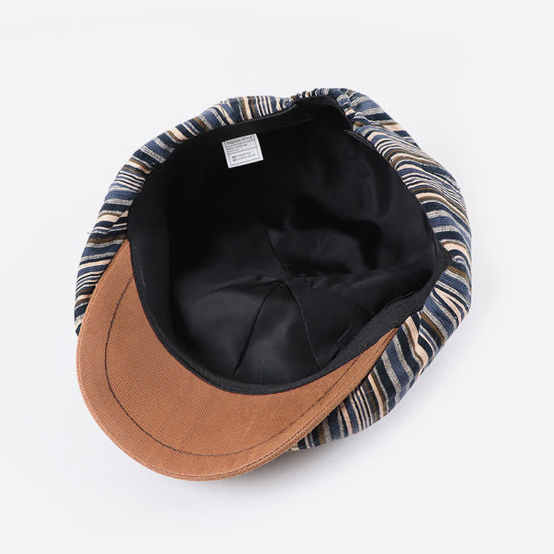 Béret octogonal rayé unique inspiré d'un artiste