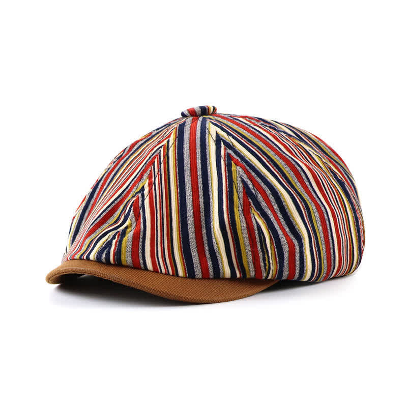 Béret octogonal rayé unique inspiré d'un artiste